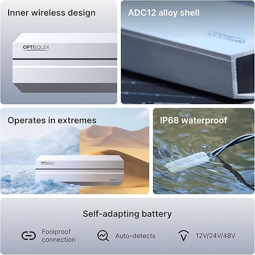 Miniatura 5 de Controlador de carga solar MPPT inteligente de 50 A, ligero, 0.66 libras, IP68 impermeable, sistemas de baterías de litio de 12 V24 V48 V,