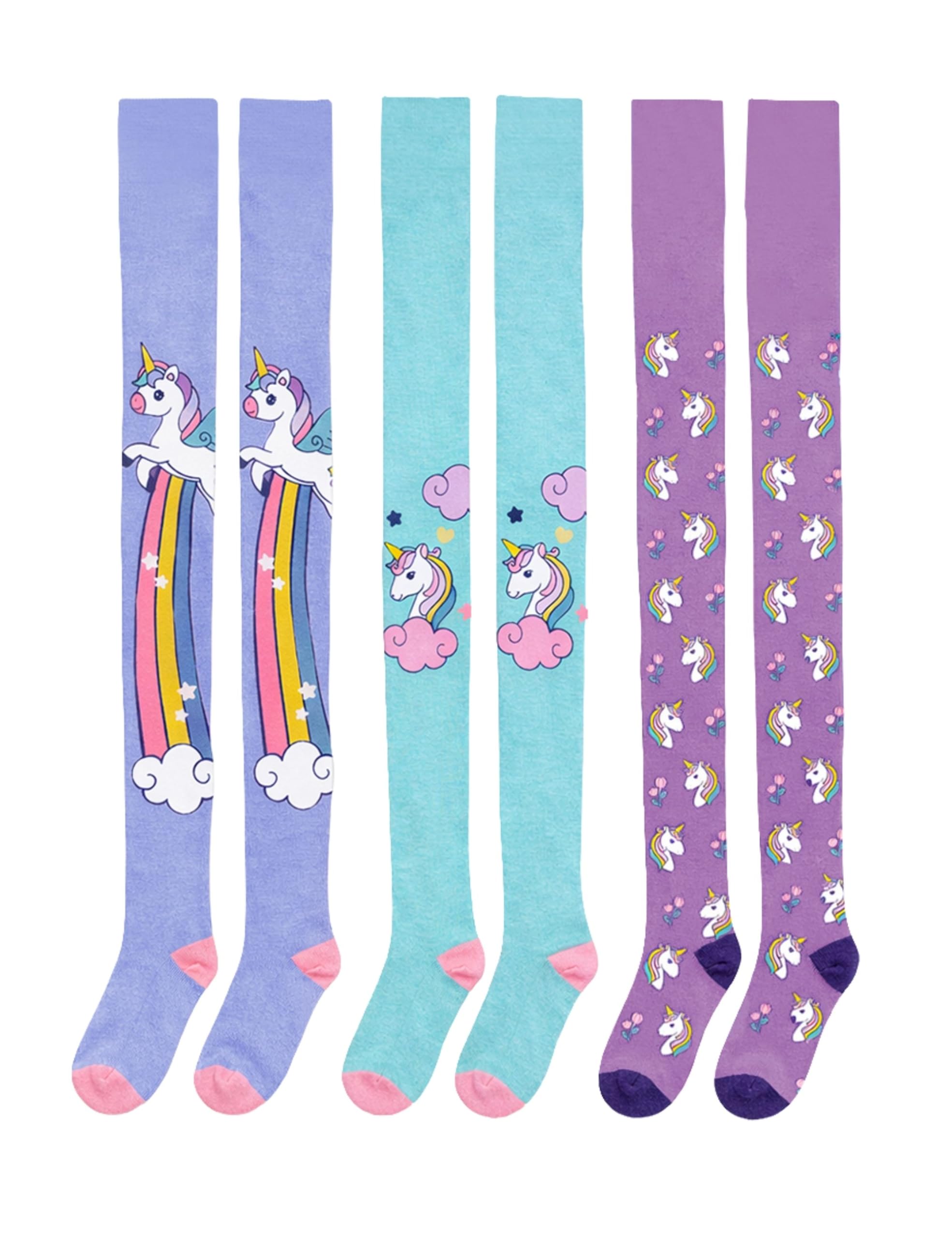 Basic Treasure Girls' Tights, Unicorn, 3 Pack, 110-116