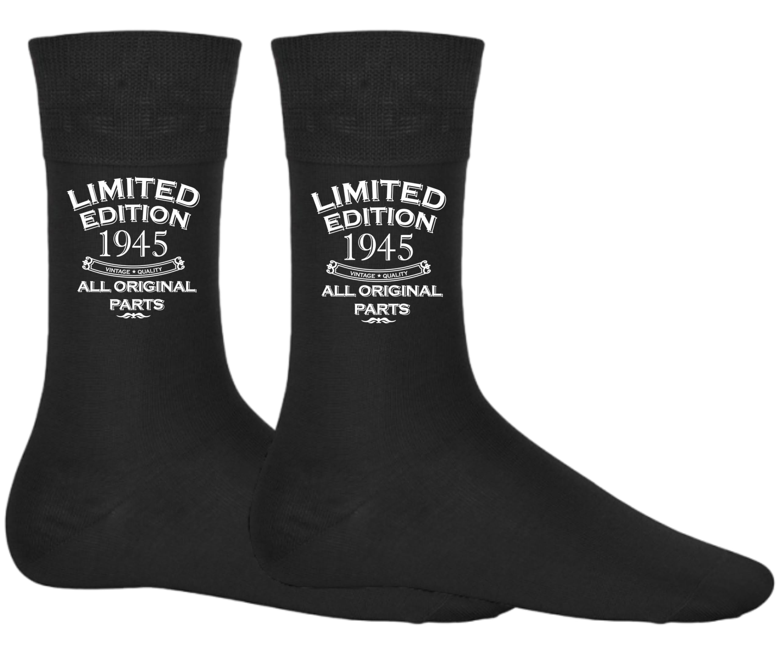 Dcg Printwear Unisex Black Hilarious Socks For 80Th Birthday – Gag Gift For Men Or Women Born In 1945 – Funny Present