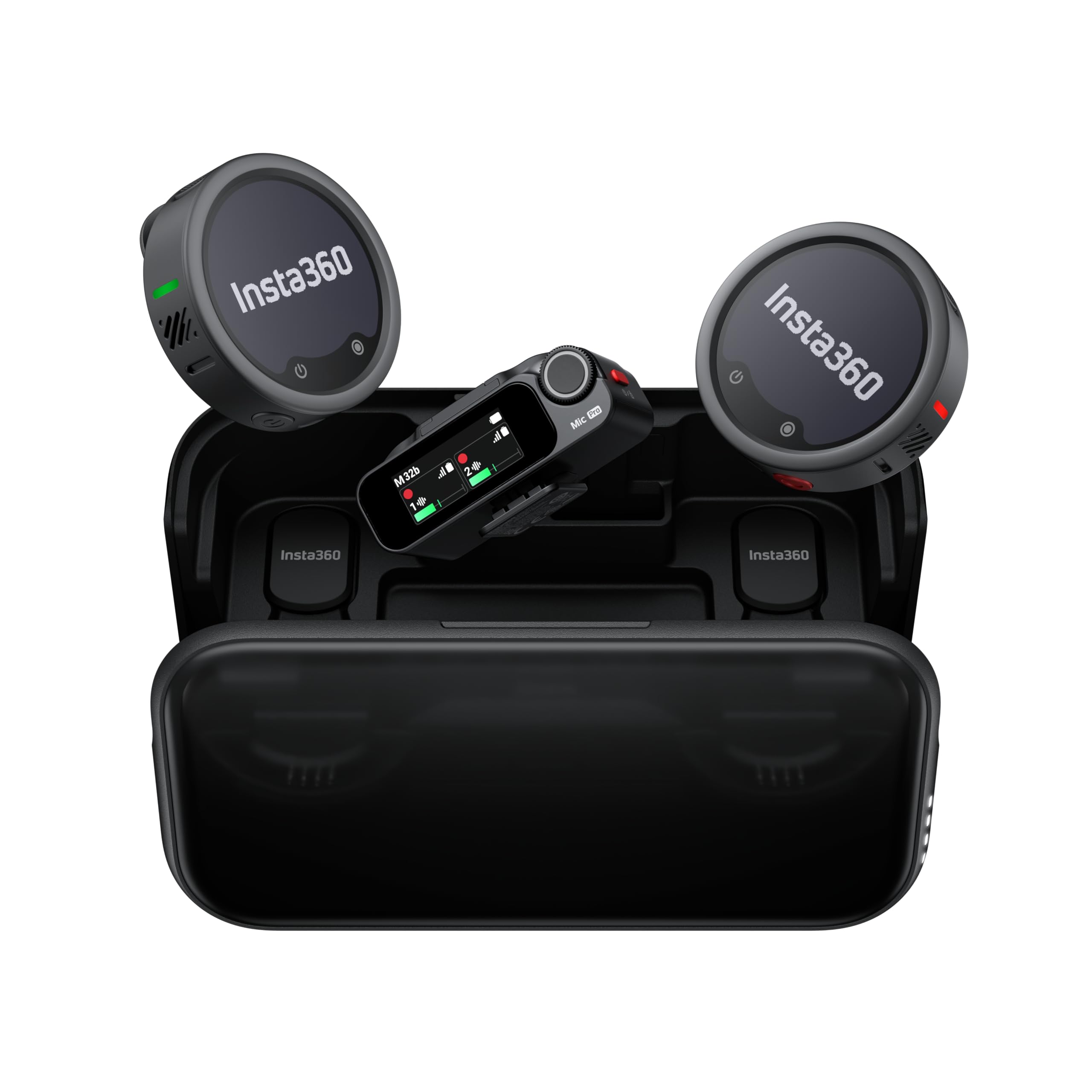 Insta360 Mic Pro Funkmikrofonsystem (2 TX + 1 RX), E-Ink Display & 32-Bit Float Recording