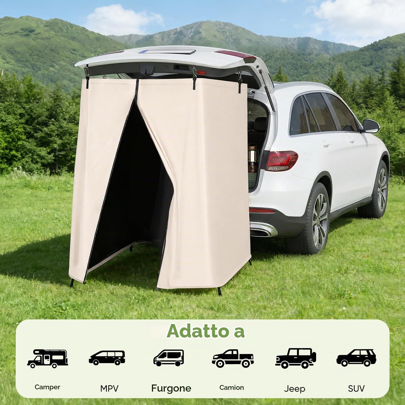 Tenda da Doccia per Portellone Posteriore per Auto, Spogliatoio da Esterno, Tenda per la Privacy sospesa 210D, Tenda per la Privacy Portatile, Adatta per Campeggio, Spiaggia, Viaggi