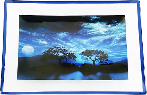 Miniatura 2 de GAC - Bandeja rectangular de vidrio templado con diseño único de paisaje, patas de bola de vidrio, 8 x 12 pulgadas, resistente a roturas y astillas,