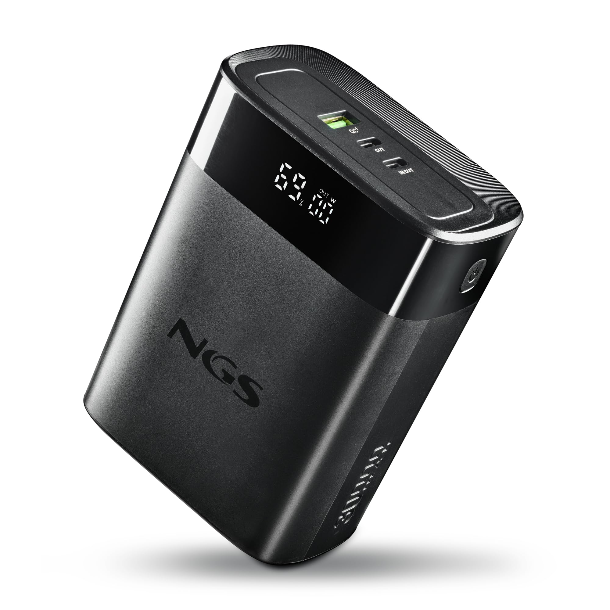 NGS Twix 30 - Batteria portatile 30000 mAh, 140 W, ricarica rapida, PD 3.1 per laptop, USB-C 30 W, USB-A QC 22,5 W, display LED, compatto e leggero, compatibile con iPhone, Samsung, Huawei