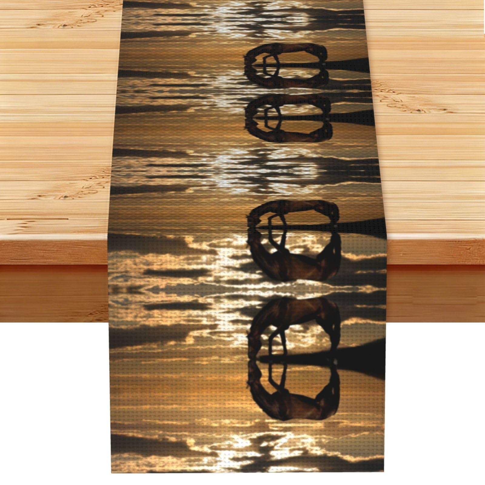 Horse Nature Linen Feel Table Runner Wedding Party Home Decoration