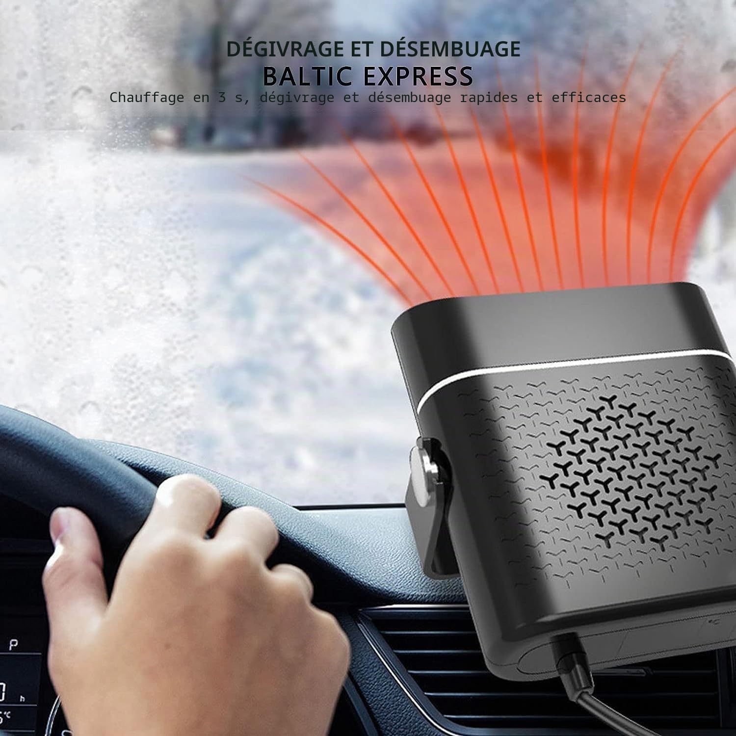 beseloa Chauffage de Voiture 12V 150W 2 en 1 - Portable - avec Base rotative à 360 ° - pour Pare-Brise de Voiture