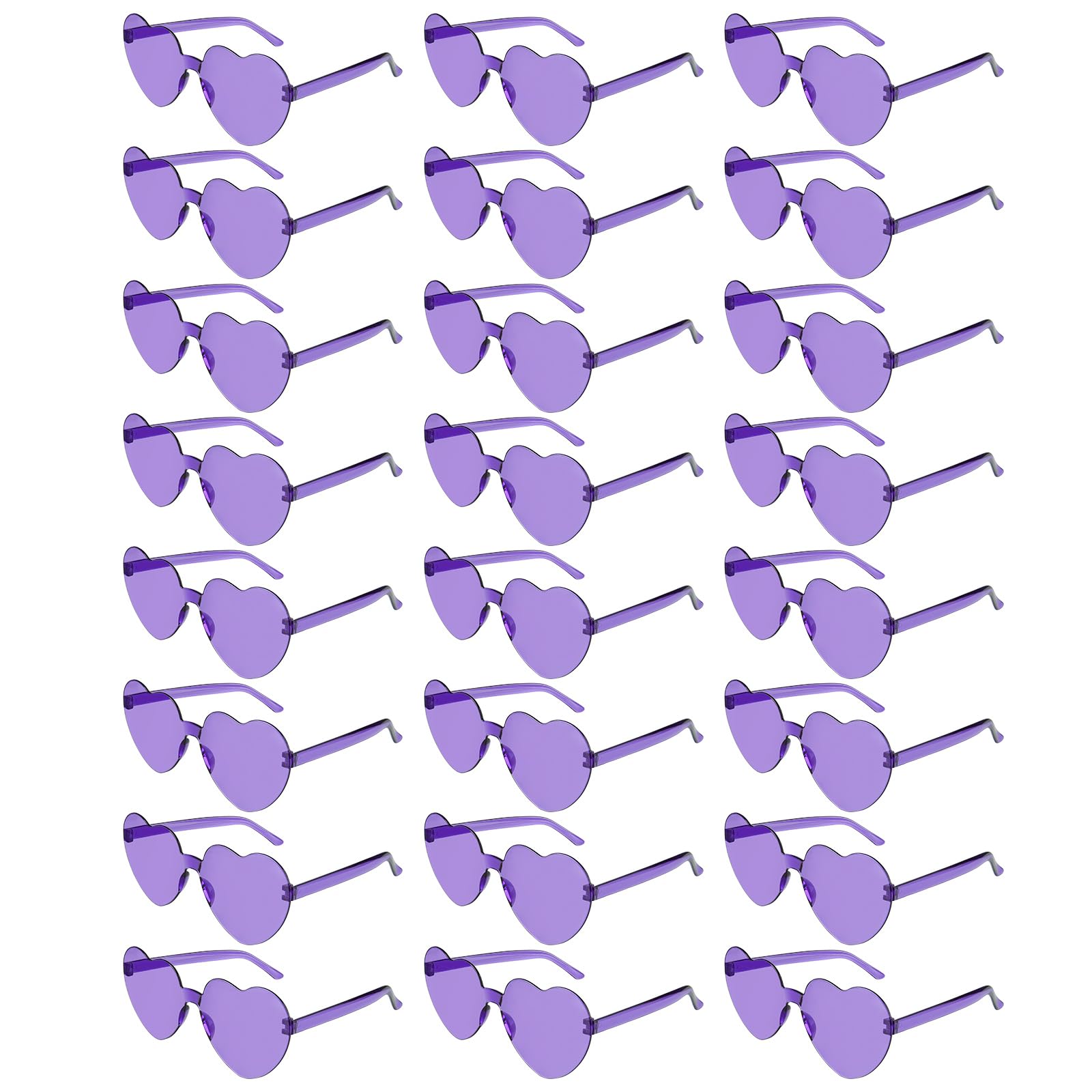 NACHLYNN 12 Pairs Purple Heart Sunglasses: Rimless Heart Shaped Transparent Candy Color Glasses with Cloth for Party Favors