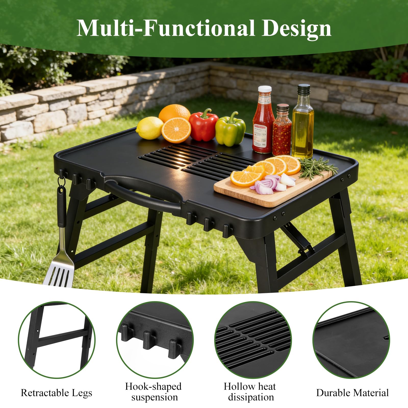 Chariot de barbecue d'extérieur pour Weber Q100/Q200/Q300, Enders Urban, Burnhard Wayne, Ninja Woodfire, chariot de service portable, support de barbecue d'extérieur, table de barbecue pour