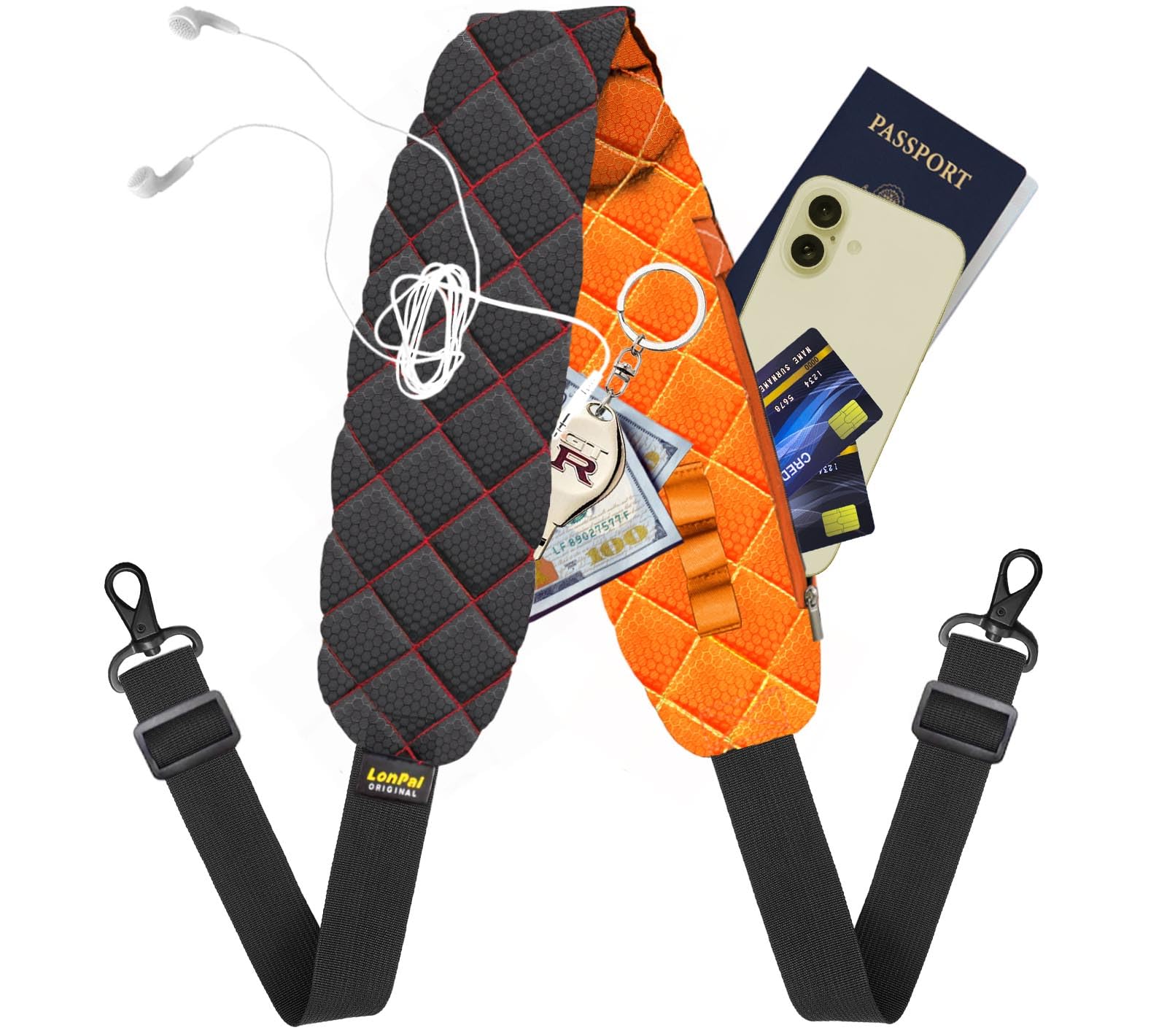 2 in 1 Anti-theft Bag Shoulder Strap with Pockets, 54 inch Travel Belt Ultra-Wide and Thick, Comfort and Stylish