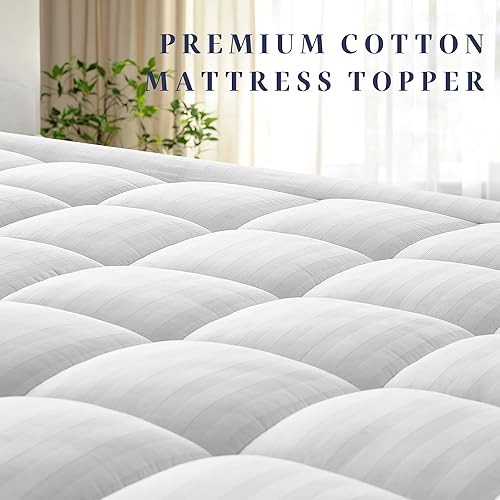 Miniatura 5 de Cubrecolchón Pillow Top grueso Twin XL para artículos esenciales de dormitorio universitario, protector de cama con cubierta de algodón 100%
