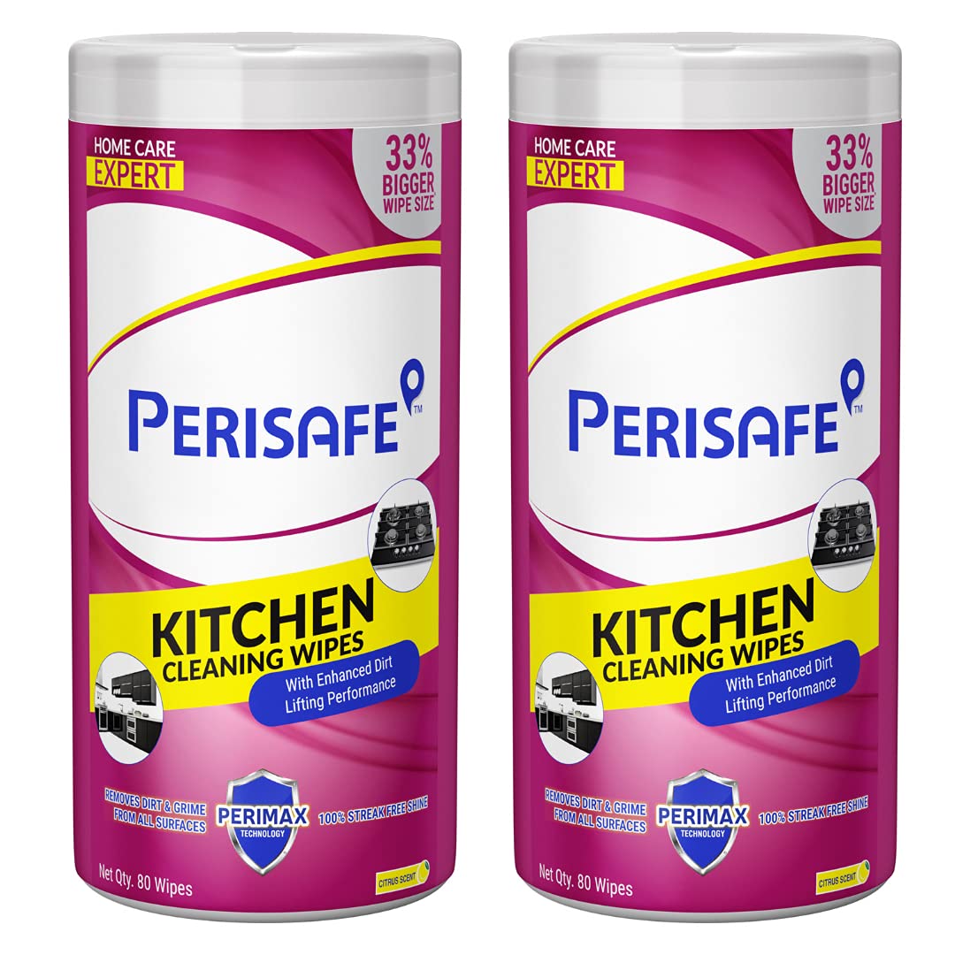 PERISAFE Kitchen Cleaning Wet Wipes- Combo Pack of 80 Wipes (160 wipes)| Enhanced Dirt Lifting Performance | Powerful Formula with Perimax Technology | Large & Thick Wipe| Kills 99.9% of germ (B09BFQMDMS) Amazon Price History, Amazon Price Tracker