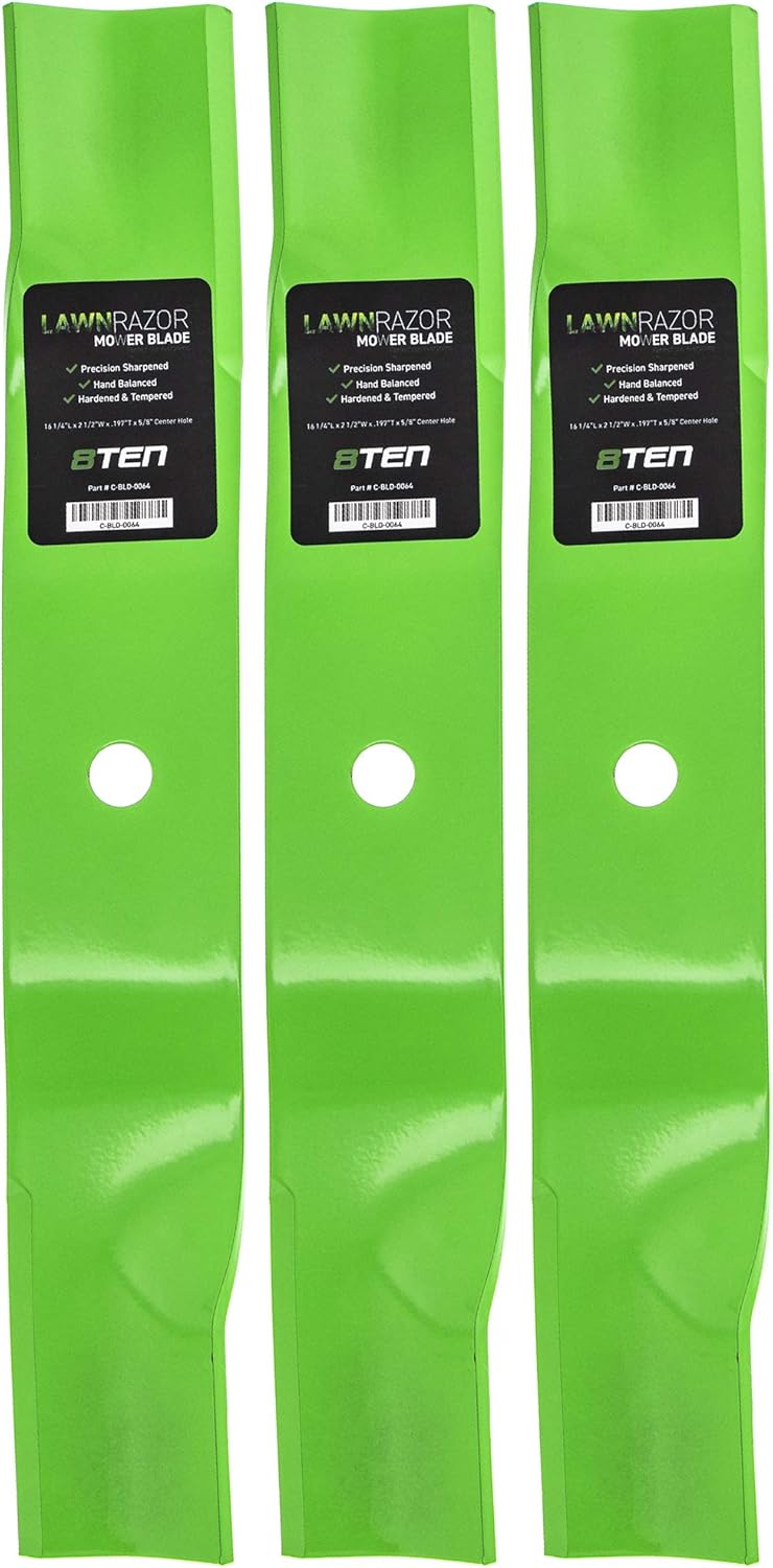 8TEN LawnRAZOR Mower Blade for Ariens Gravely Exmark Toro Ferris 103-2527 103-6583 04919100 48 inch (High Lift) 3 Pack
