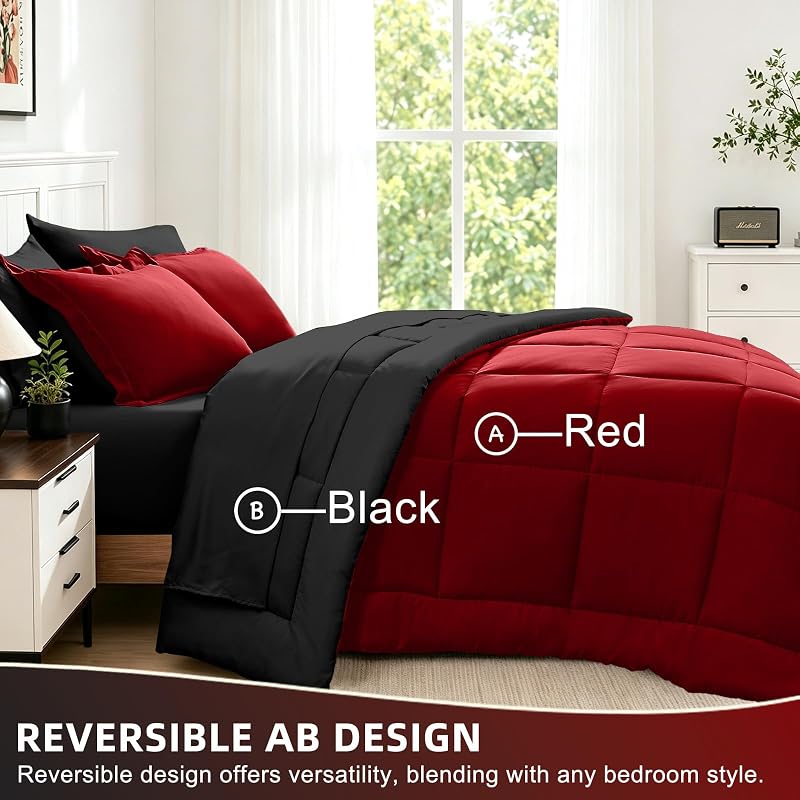 FUANNA Queen Comforter Set 7 Pieces, Reversible Bed Set, Soft Bed in a Bag image 4