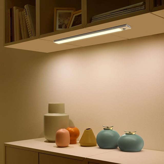 SIBI Motion Sensor LED Light, USB Rechargeable Under Cabinet Light, Ultra-Thin Design, Stick On Anywhere for Wardrobe, Closet, Stair, Under Cupboard Lighting, Warm White 3000K, 1 Pack