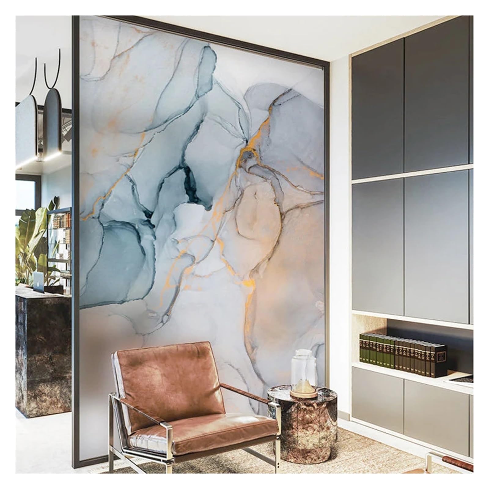 Película de ventana esmerilada de vinilo no adhesiva | Puerta de ducha multicolor for oficina en casa de varios tamaños: mármol de vidriera esmerilada(Colour-c,60x120cm)