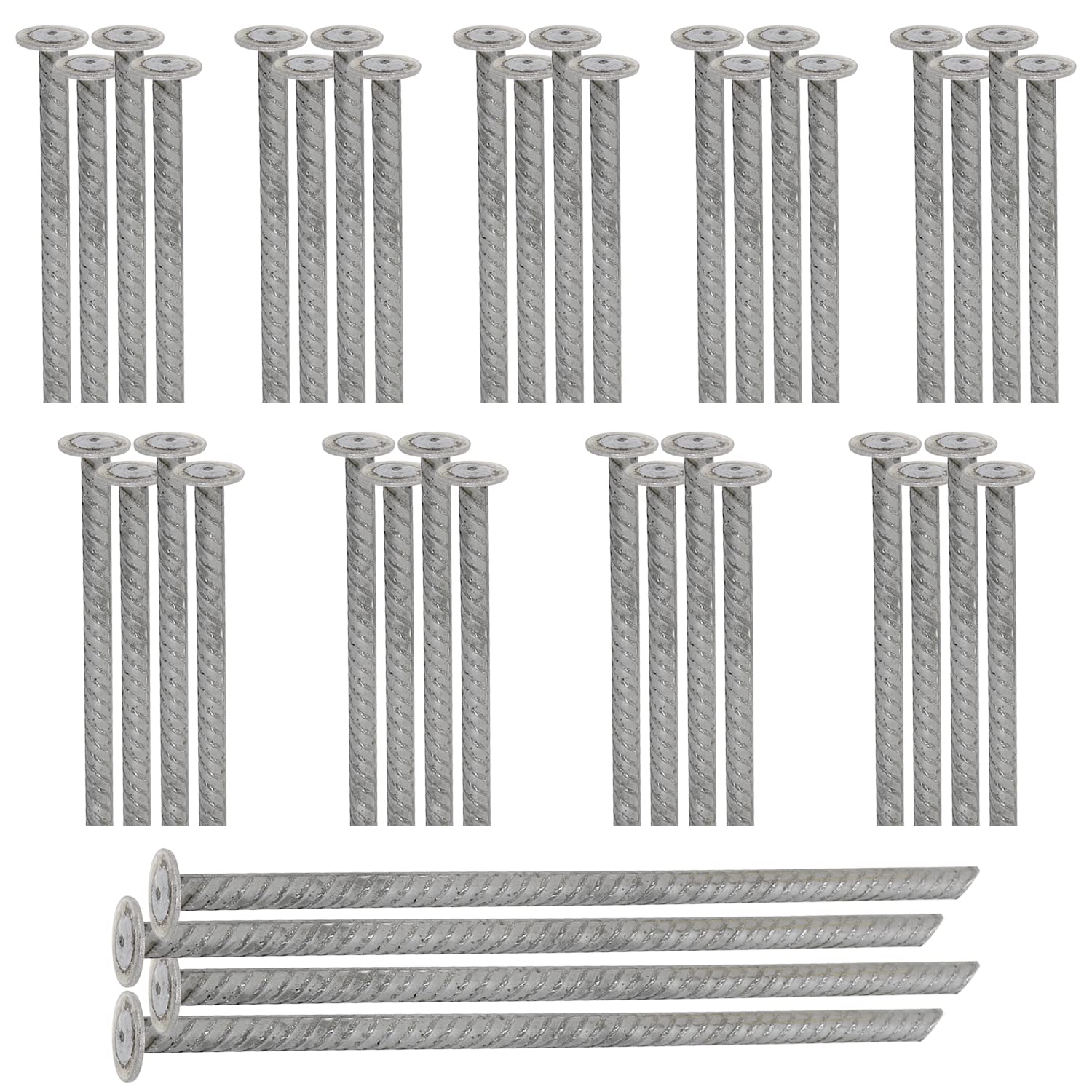 SmartSign Rebar Spikes - Pack of 40, Length 14", Diameter 1/2", Heavy Duty Metal Rebar Stakes for 6ft Parking Curbs/Wheel Stop/Speed Bump, Silver