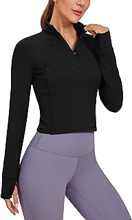 CRZ YOGA Women's Butterluxe Long Sleeve Workout Shirts Half Zip Pullover Sweatshirt Athletic Cropped Tops Running Jacket