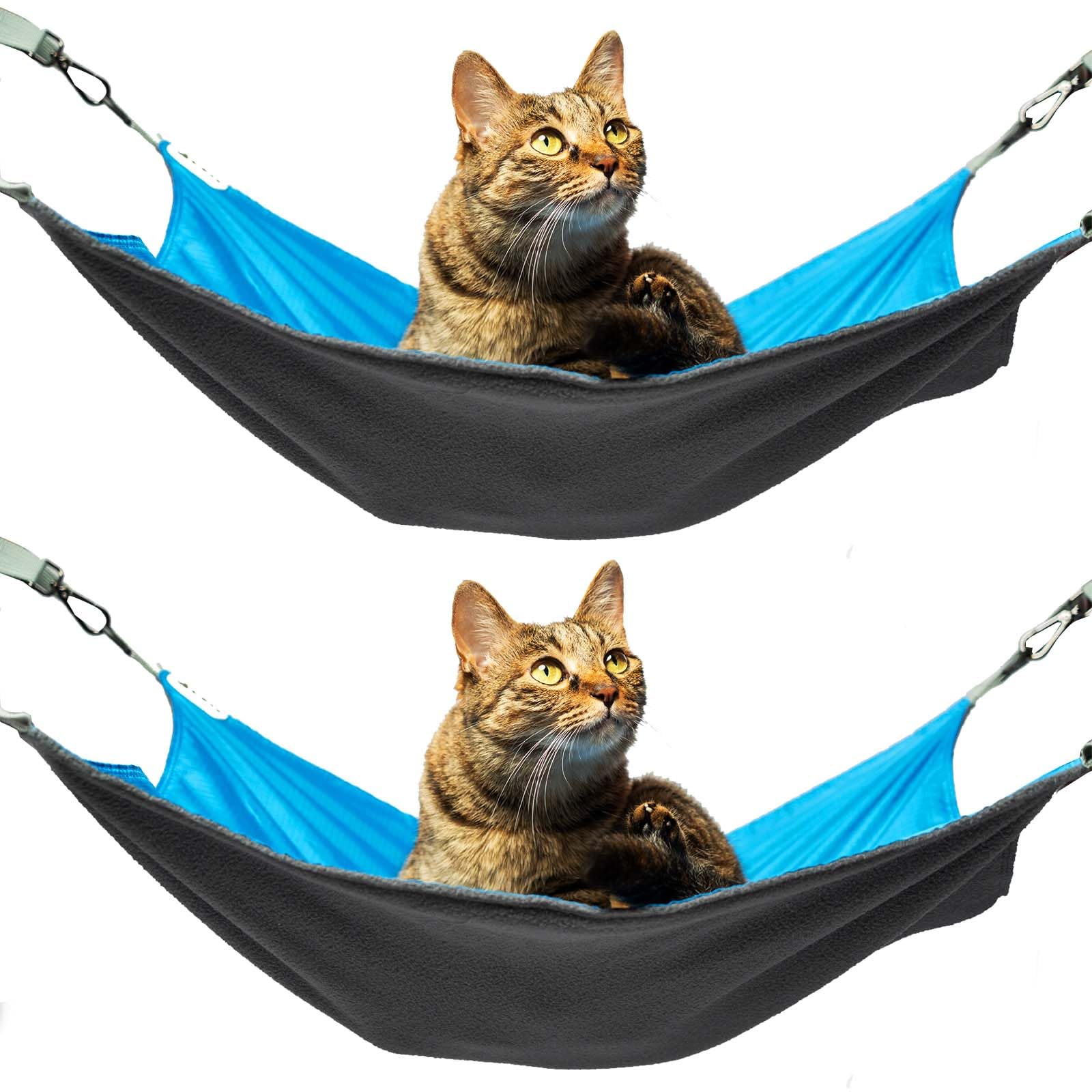 QIPAN 2-Piece Reversible Cat Hammock, Hanging for Cage, Washable Soft Outdoor Mat, Waterproof Cooling Pad (Large, Blue) — image 1