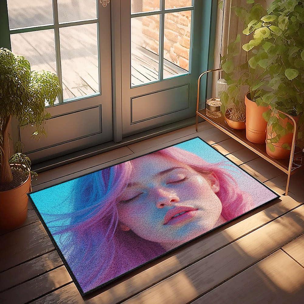 Tapis d'extérieur grande personne aux yeux fermés pour instiller la sérénité chez vous