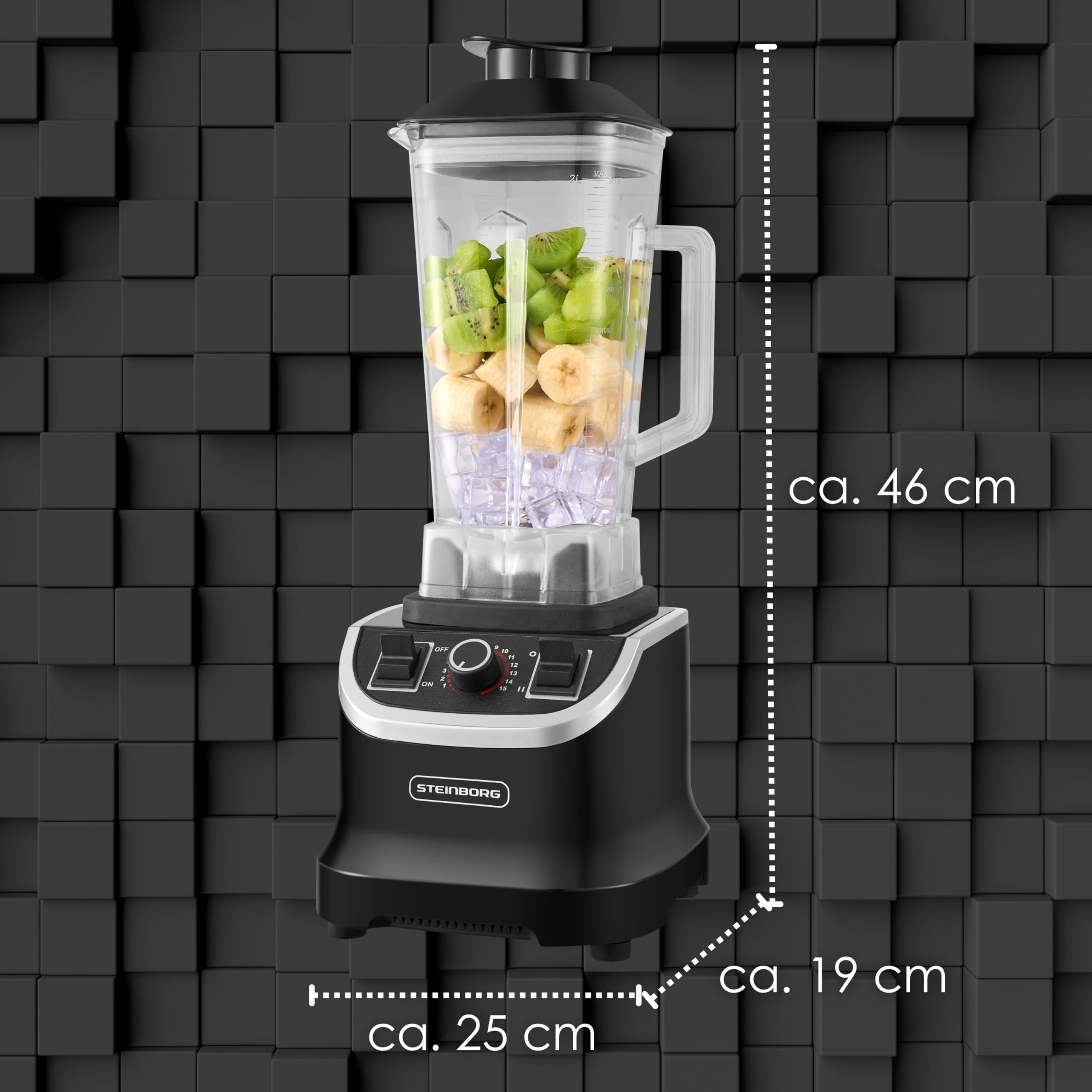 Hochleistungsmixer Professioneller Standmixer 2L BPA Frei Smoothie Maker Gastro Universalmixer Power Profi Mixer Küchenmixer Blender Multifunktionsmixer Multi Zerkleinerer 1.500W 28.000 U/min.