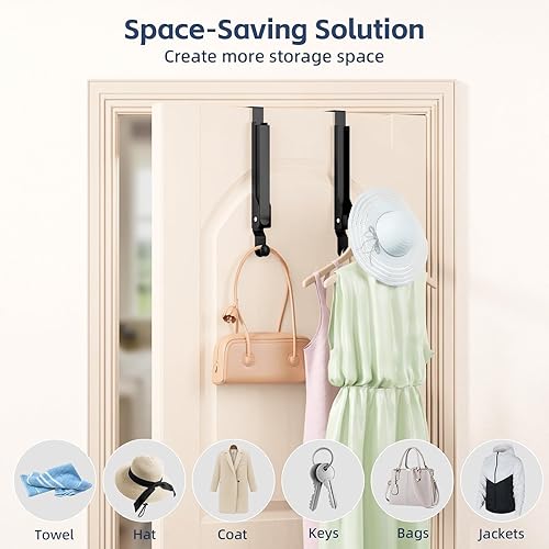 Miniatura 3 de Paquete de 2 ganchos resistentes sobre la puerta, colgador de ropa sobre la puerta, colgador sobre la puerta, estante de secado plegable sobre la