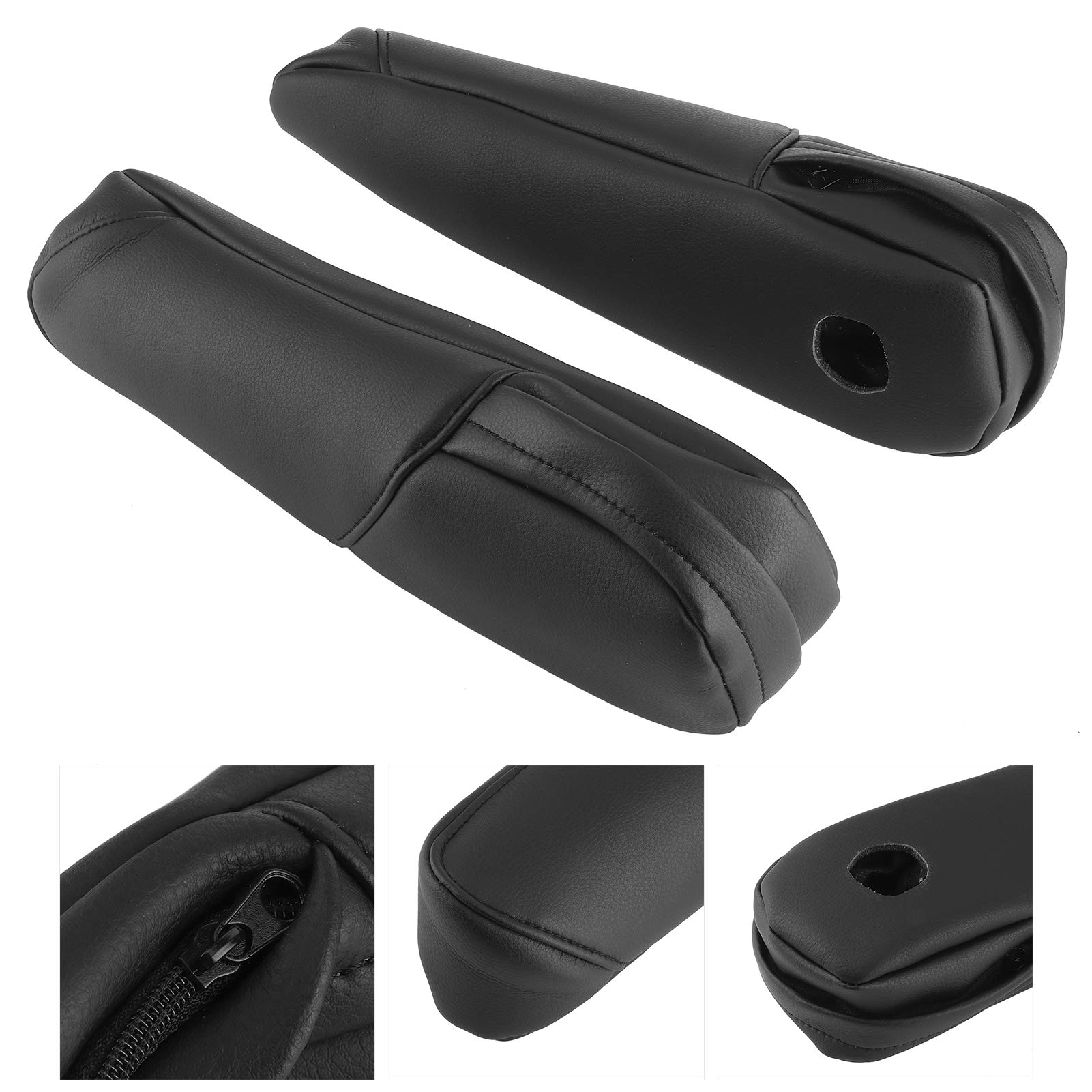 Reposabrazos de asiento embellecedor de cuero de microfibra reposabrazos de asiento manija decoración embellecedor de protección de asiento de coche para CRV 2007 2009(Negro)