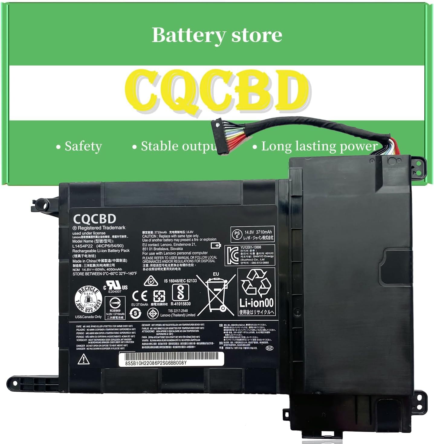 CQCBD L14S4P22 L14M4P23 L14L4P23 Laptop Battery for Lenovo IdeaPAd Y700 Y700-15ISK Y700-17ISK Y701 Y700-4ISK Y700-15ACZ Series Notebook L14L4P23 5B10H22084 5B10H22085 5B10H22086 (14.8V 60Wh)