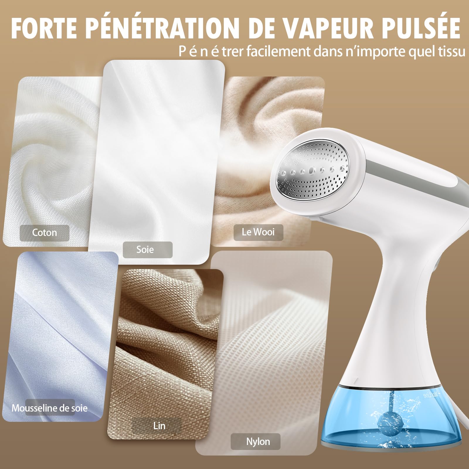 Vapor vapor, 1500 W vaporizador portátil, vaporizador vertical con depósito de agua de 300 ml, calentamiento rápido en 20 s, plancha de vapor de viaje para quitar los pliegues de la ropa