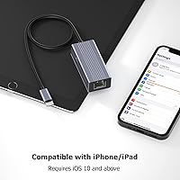 Vista 4 de Adaptador Lightning a Ethernet [certificado MFi de Apple], adaptador de red LAN Ethernet IVSHOWCO iPhone iPad a RJ45 con puerto de carga, alta