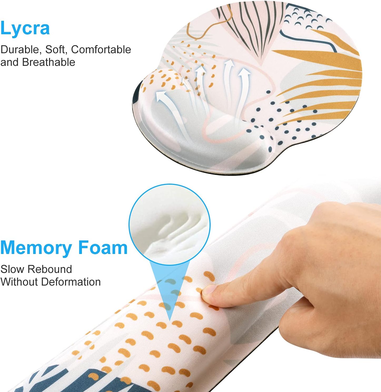 iLeadon Keyboard Wrist Rest Pad and Mouse Wrist Rest Support Mouse Pad Set, Non Slip Rubber Base Wrist Support with Ergonomic Raised Memory Foam for Easy Typing & Pain Relief - Tropical Plants