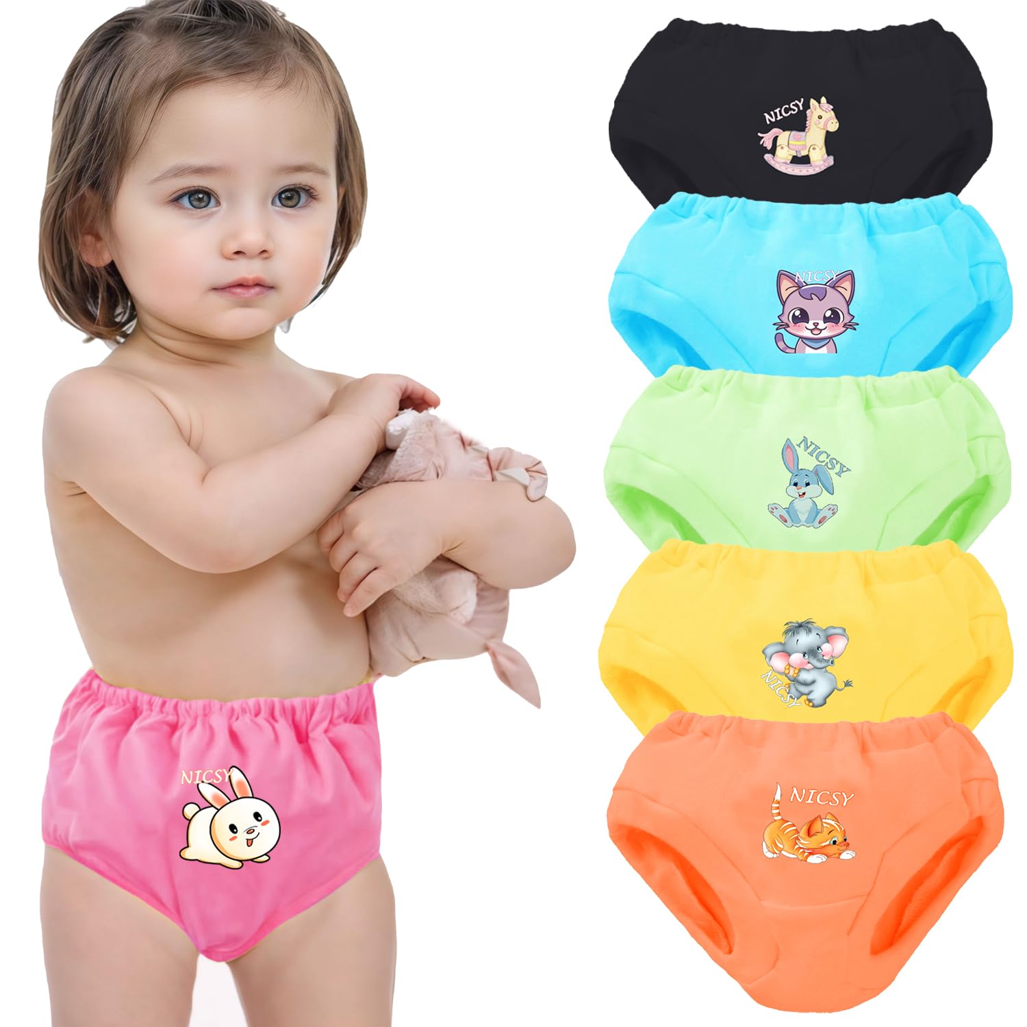 NICSY Little Girls Kids Briefs Panties Soft Cotton Boyshort Underwear Daily Use for Children Cute Pattern Design