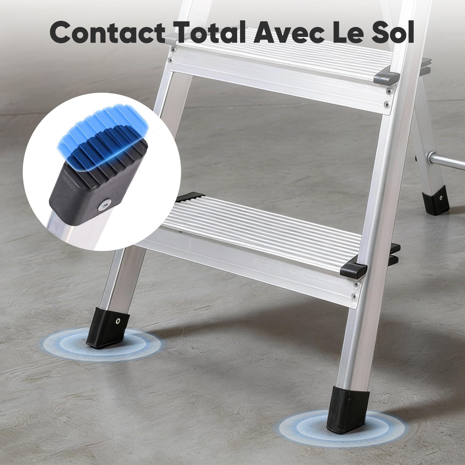 Sekey Escabeau 4 Marches Pliable en Aluminium (140 cm), Marchepied Escamotable avec Plateau à Outils, Antidérapant, Charge Jusqu’à 150 kg, Certifié TÜV EN131-2, Usage Domestique, Garage & Jardin