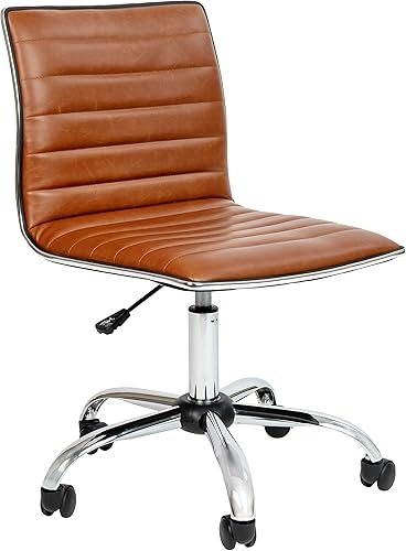 Miniatura 11 de Flash Furniture - Silla de oficina giratoria sin reposabrazos, de color blanco, acanalada, de diseño, respaldo bajo Negro