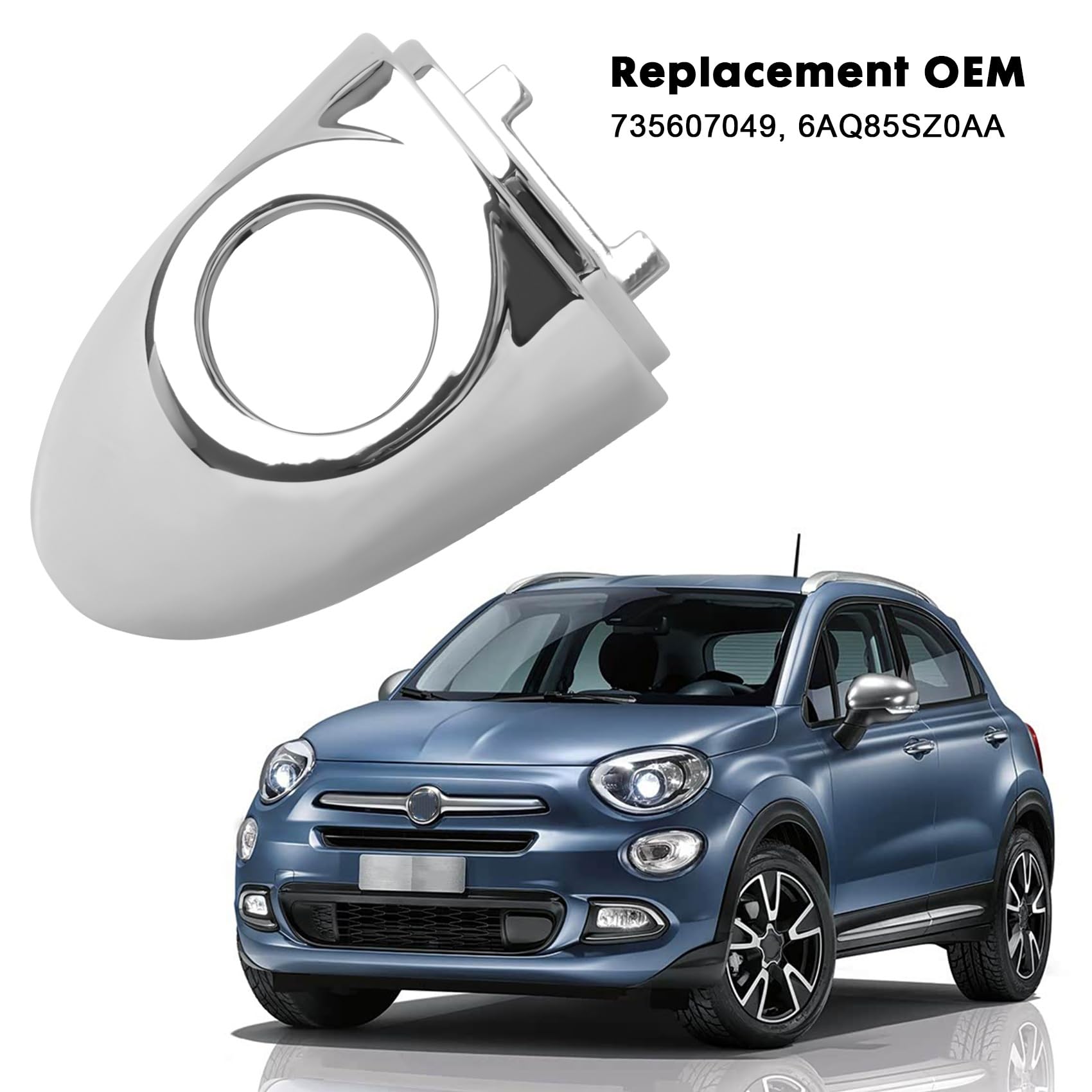 Copertura per maniglia anteriore esterna cromata ABS 735607049 6AQ85SZ0AA compatibile con Fiat 500X 2016-2021