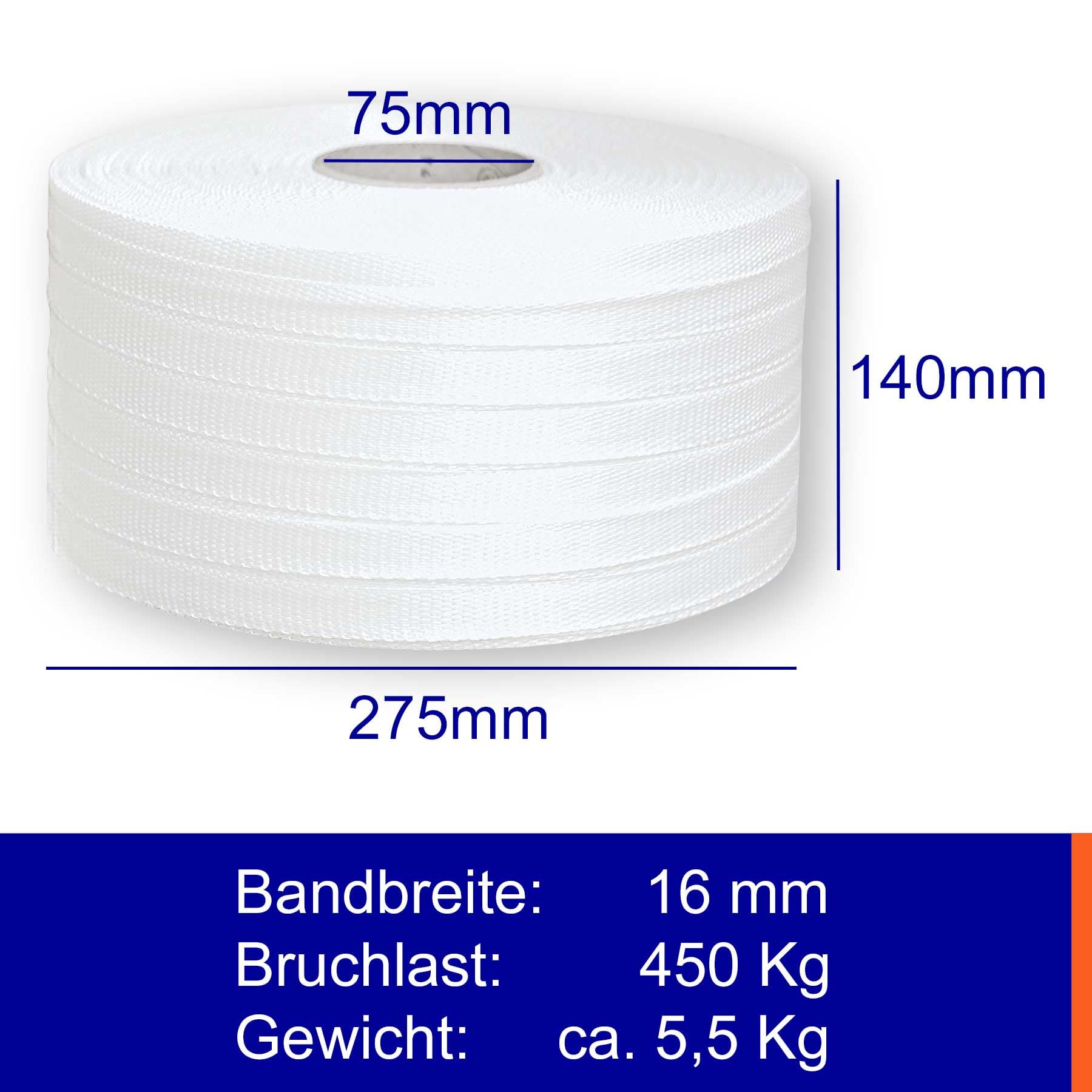 2 Rollen 16mm gewebtes Textilband | 450kg Bruchlast | 850m Bandlänge | Verzurrband für Ladungssicherung und als wetterfestes Textil Bündelband als Alternative zum Zurrgurt/Spanngurt