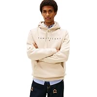 Tommy Jeans Uomo Felpa Linear Logo con Cappuccio, Blu (Gulf Sand)