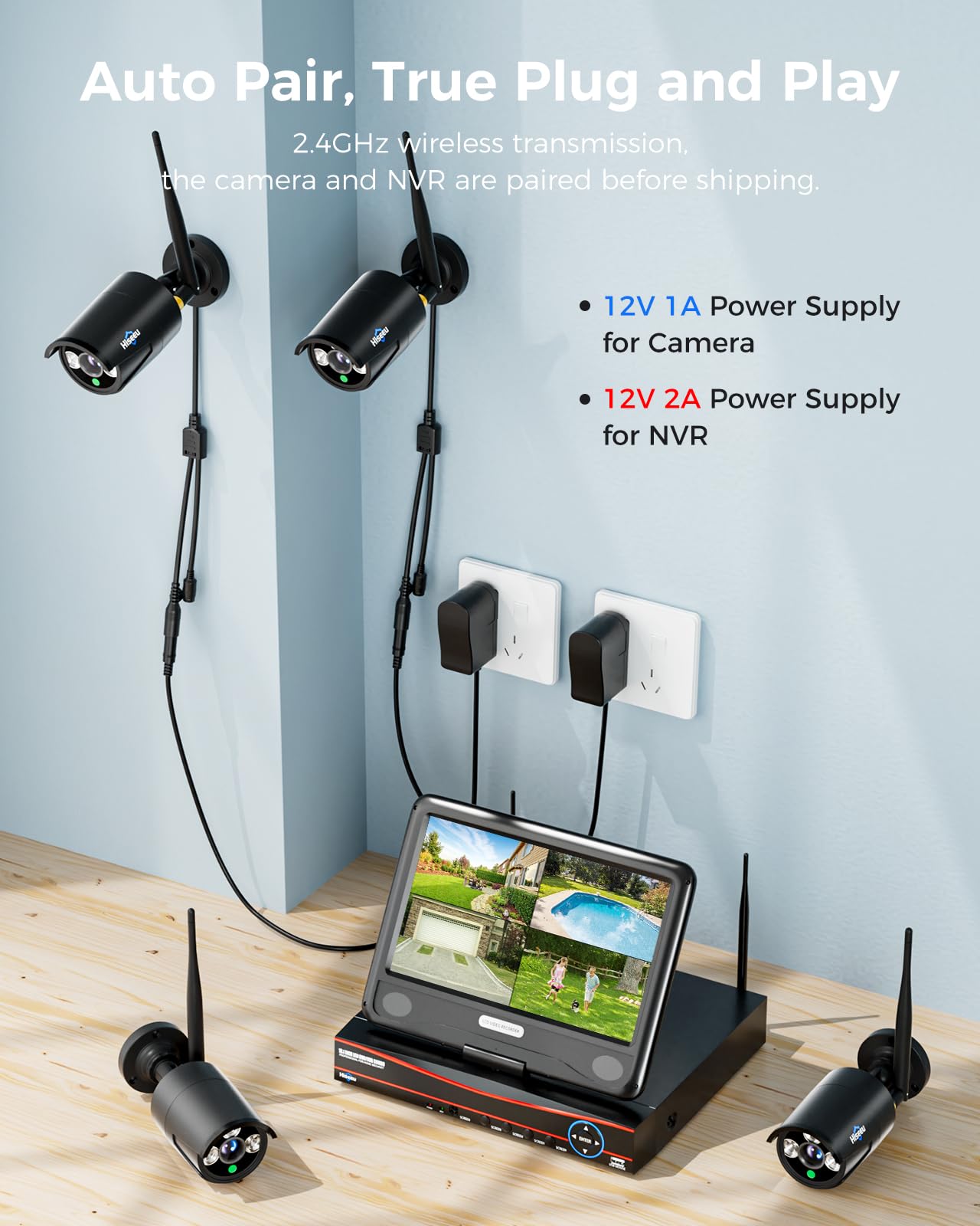 Hiseeu 16CH 2.4G/5G Security Camera System 10.1