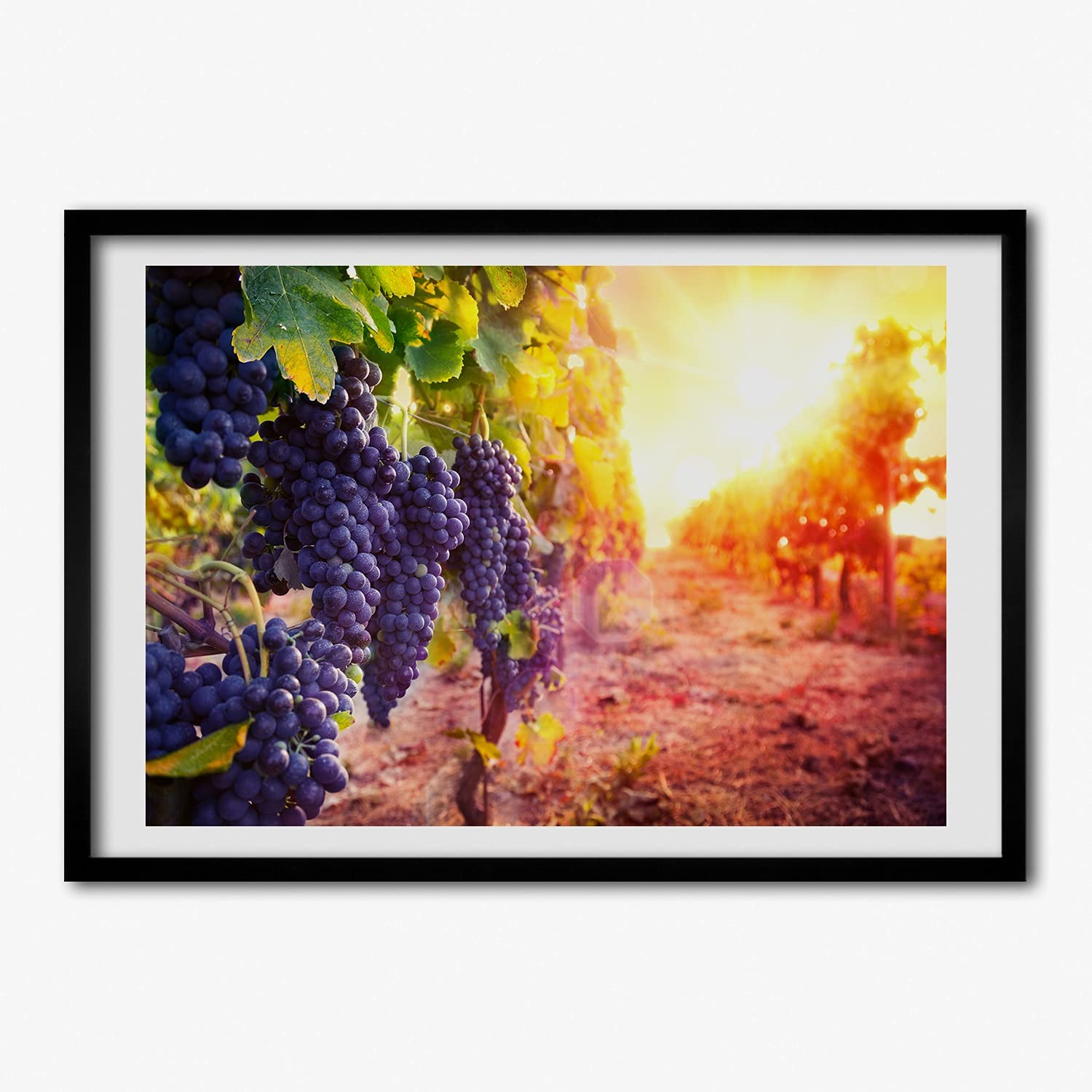 Affiche décorative de vignes sous cadre photo en bois MDF 70x50 cm Tulup