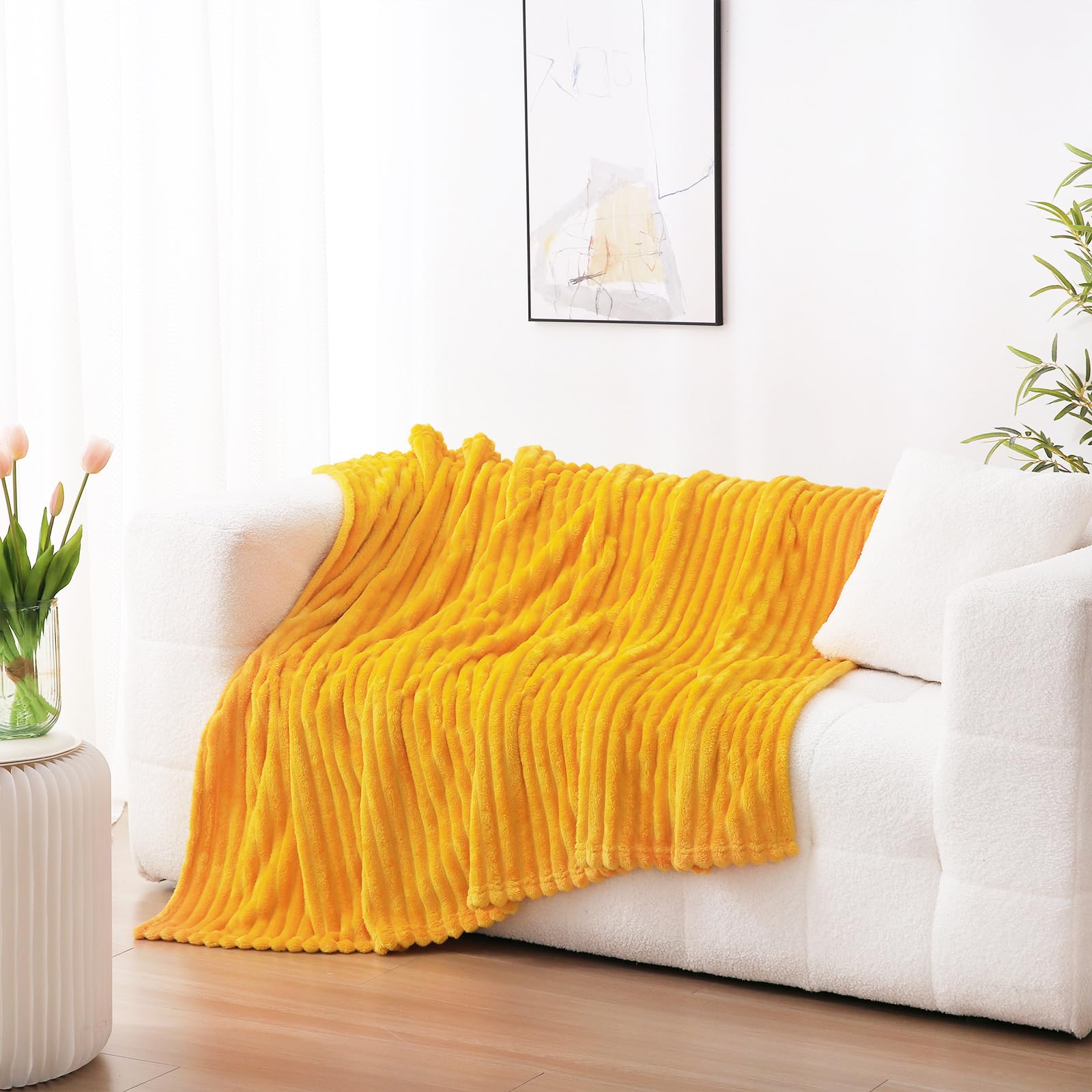 Couch Yellow Plush Throw JIAHANNHA Yellow Fleece Throw Blanket 50