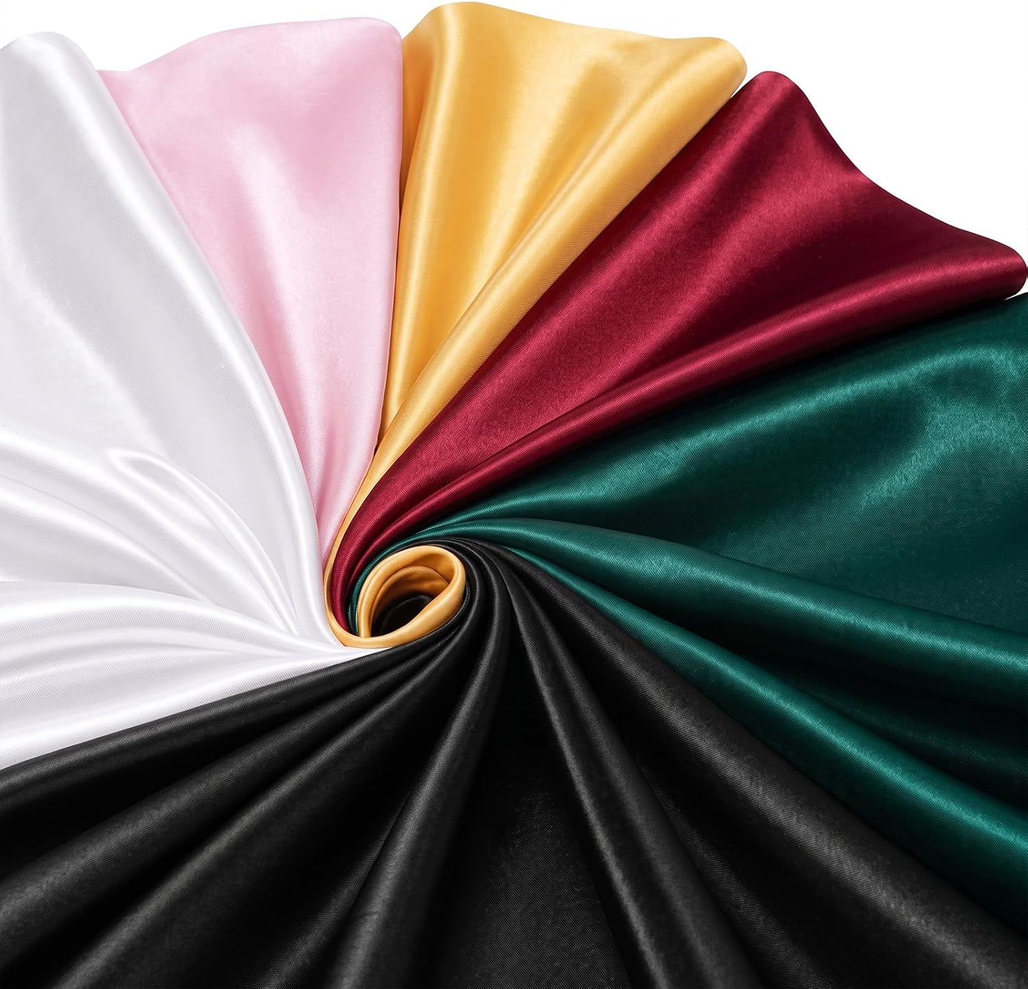6 Pack Multi Color Satin Fabric by The Yard, 1.1 Yard x 59 Inch