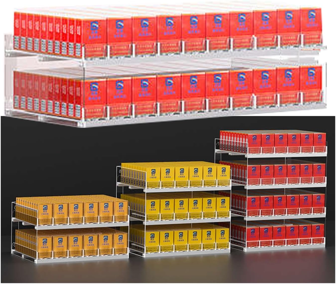 Cigarette Display Holder Auto Cigarette Pusher Cigarette Display Holder Cigarette Case Wall Rack Cigar, Blunt Wraps Or Candy Display Case Point (Color : Clear, Size : 37.5x28.4x54cm)
