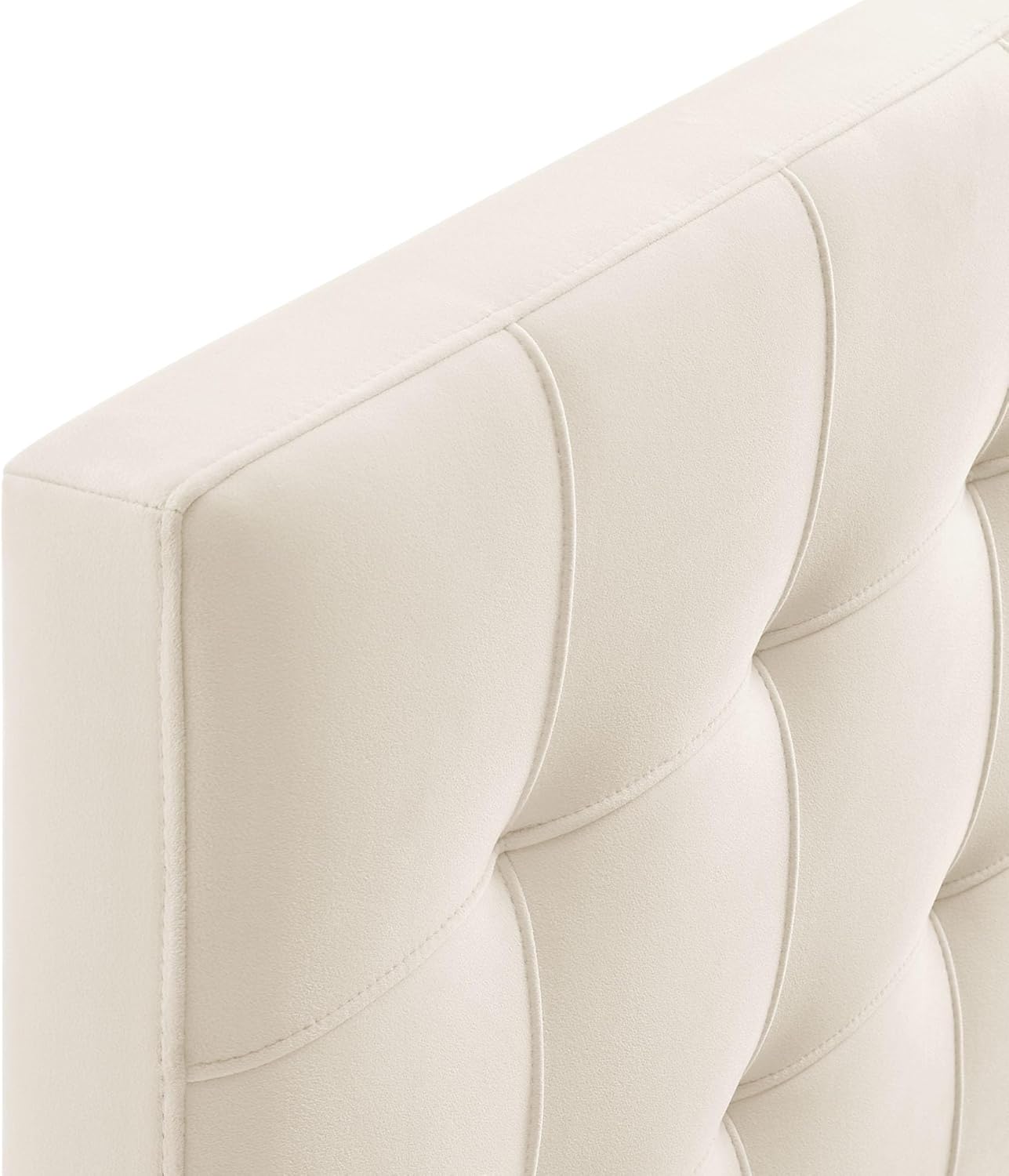 Modway Lily Performance Velvet King Size Headboard with Biscuit Tufting in Alabaster - Stain-Resistant Upholstery with Padded Design and 5 Height-Adjustable Mounts
