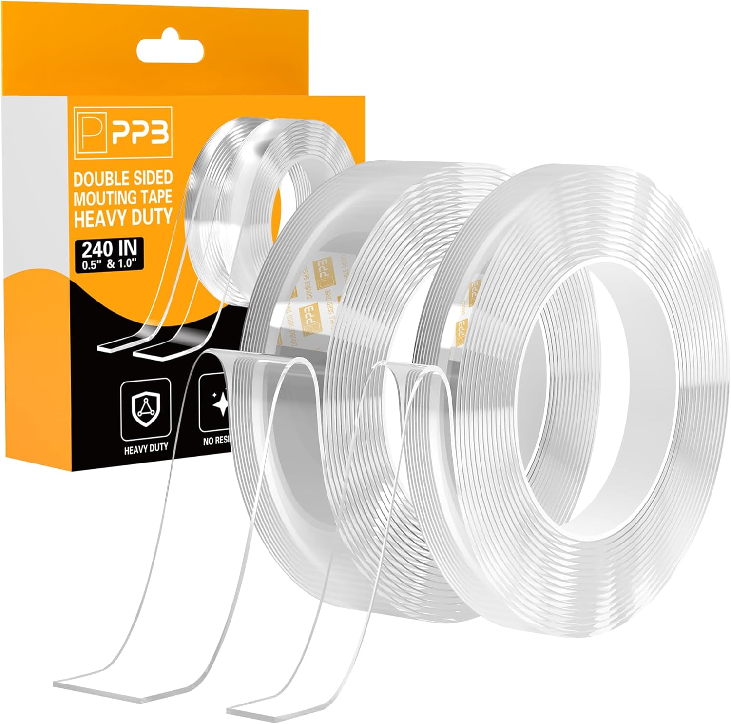 2 Rolls Double Sided Tape Heavy Duty - 240" x 1.0" & 0.5" -  deal at Amazon