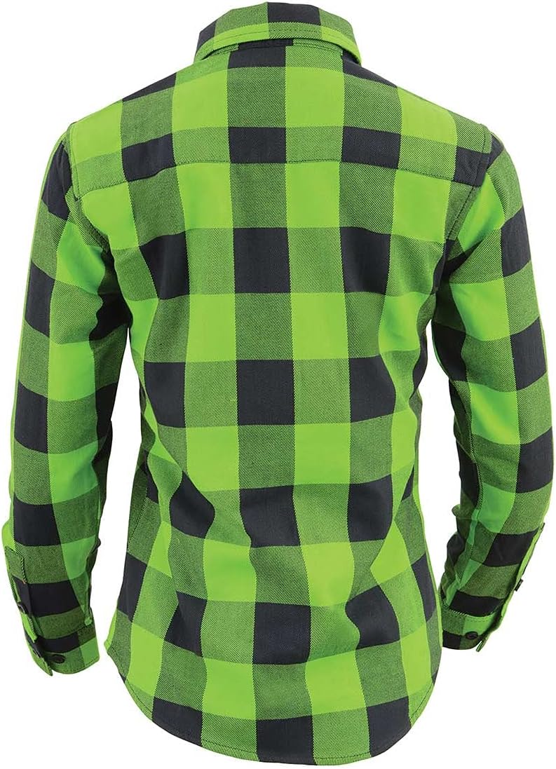 Milwaukee Leather MNG21606 Women's Lime Green and Black Long Sleeve Cotton Casual Flannel Shirt