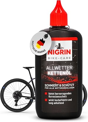 NIGRIN BIKE-CARE Allwetter-Kettenöl, 100 ml Flasche, Fahrradkettenöl, verringert Reibung, macht Fahrradketten leichtläufig