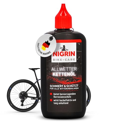 NIGRIN BIKE-CARE Allwetter-Kettenöl, 100 ml Flasche, Fahrradkettenöl, verringert Reibung, macht Fahrradketten leichtläufig