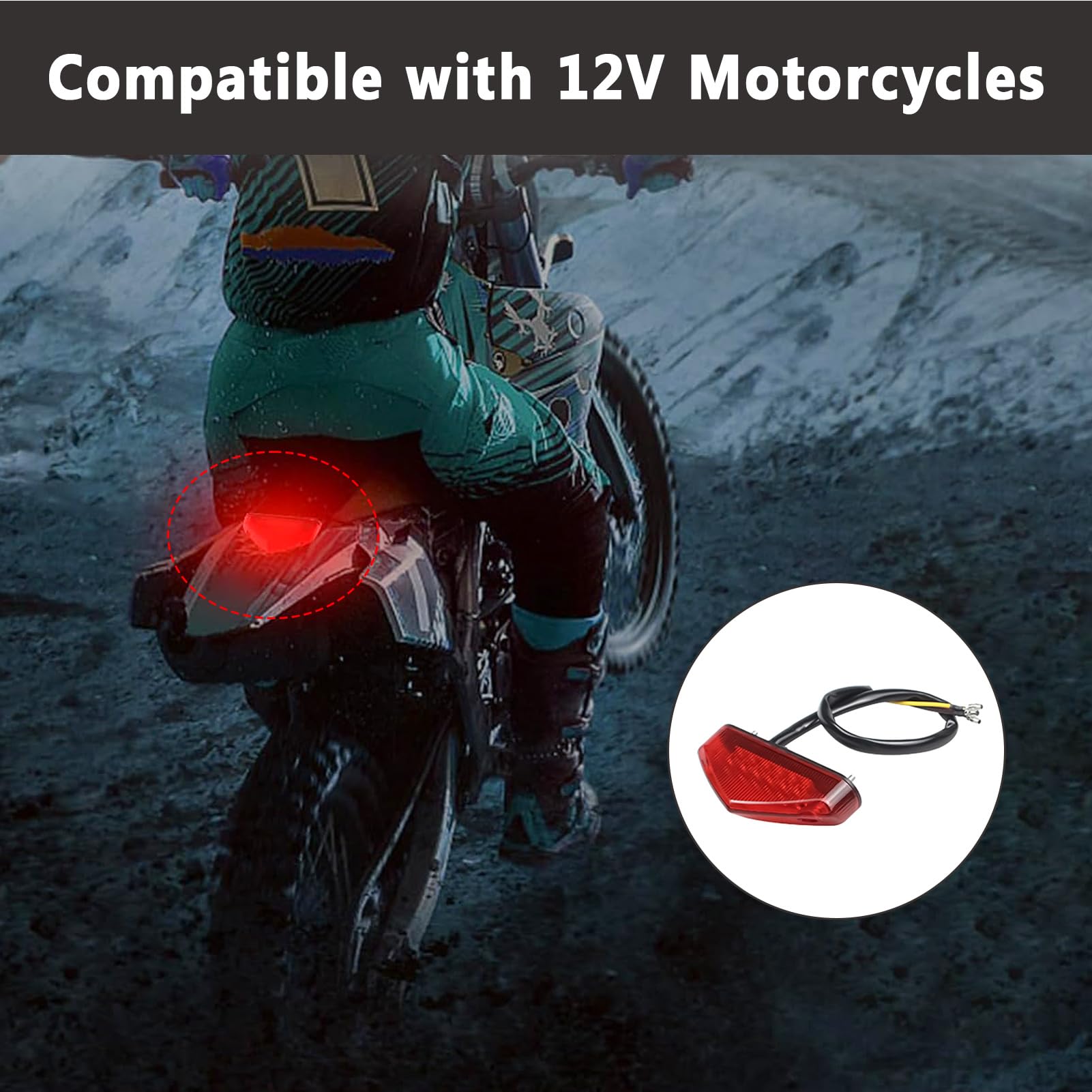Feu Arrière De Moto LED - 12V, 9 LEDs, E-approved - Feu Stop, Feu De Position - Universel Pour Moto, Scooter, ATV