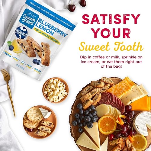 Miniatura 4 de Cooper Street Galletas crujientes horneadas dos veces naturales, sin maní ni lácteos, estilo biscotti, 18 onzas, arándanos y limón (paquete de 3)