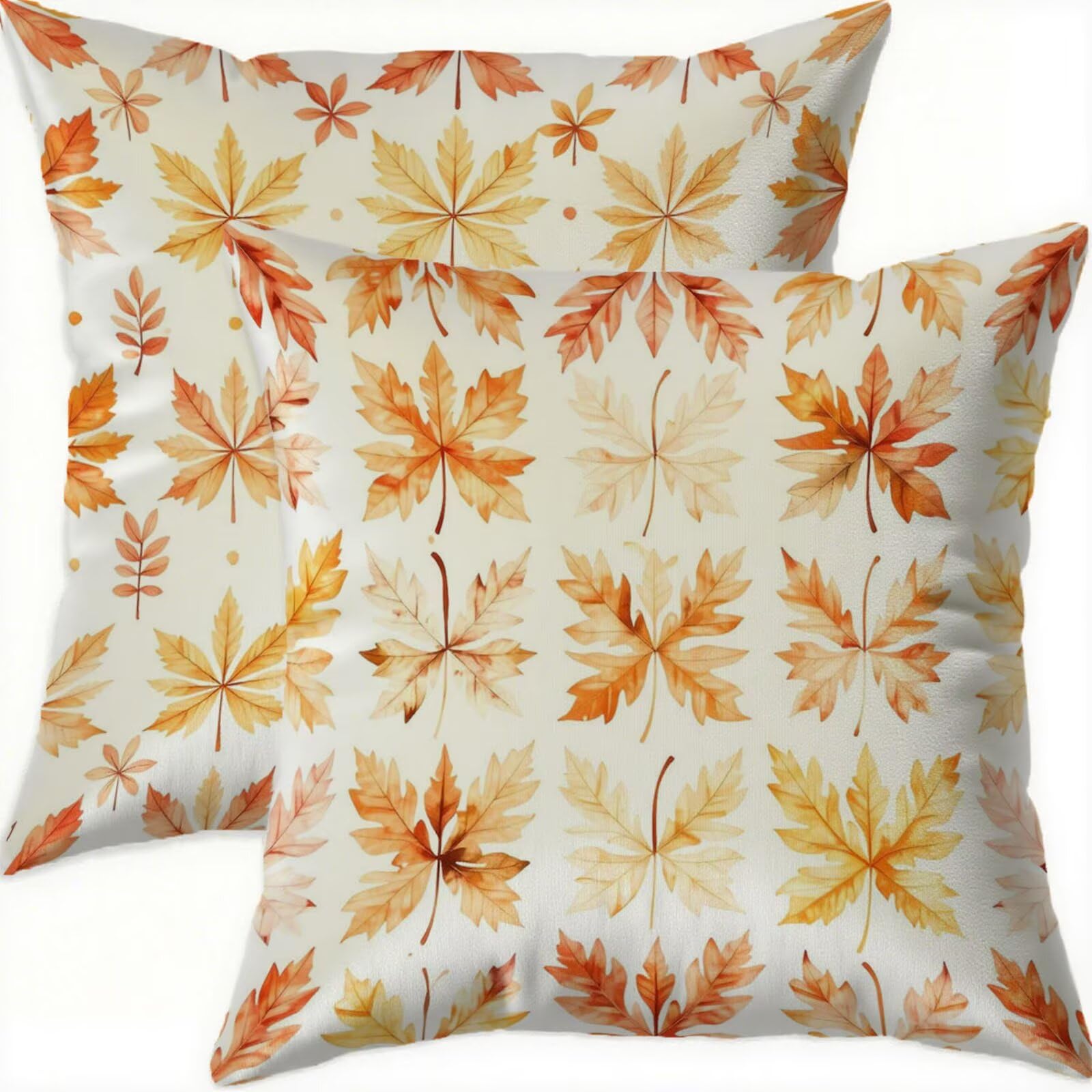 Housse coussin 60x60cm en velours double face de prestige motif feuille