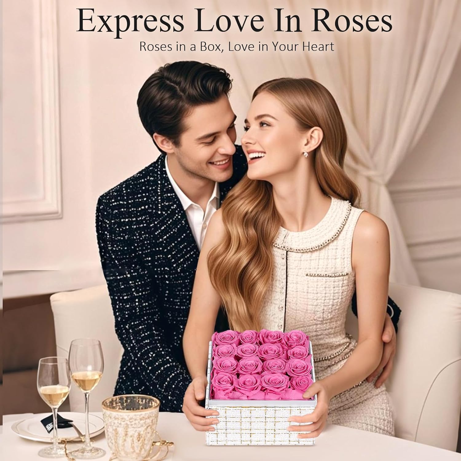 16 Preserved Rose, Eternal Pink Forever Flowers Roses in Acrylic Box, Flowers Gifts for Her Woman Wife Girlfriend on Birthday, Anniversary, Valentine's Day, Christmas - Image 6