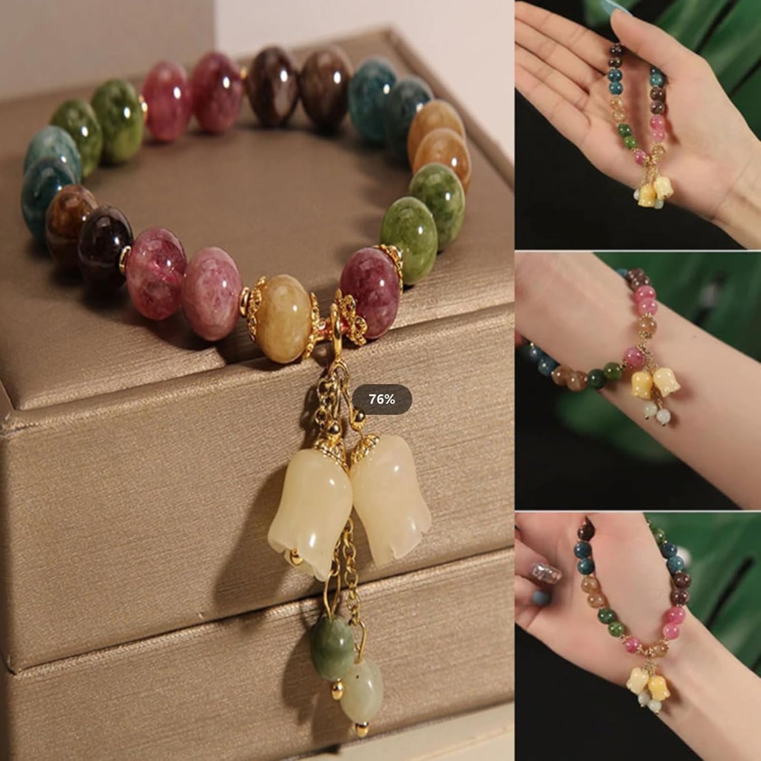 Bracelet En Pierre De Tourmaline Naturelle Avec Son Apprêt Olive En